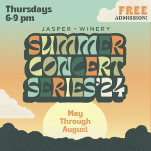 2024 summer concert series graphic at Jasper Winery